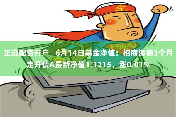 正规配资开户   6月14日基金净值：招商添德3个月定开债A最新净值1.1215，涨0.01%