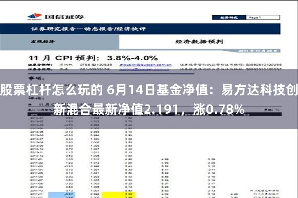 股票杠杆怎么玩的 6月14日基金净值：易方达科技创新混合最新净值2.191，涨0.78%